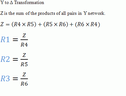 Y to Delta Formulas